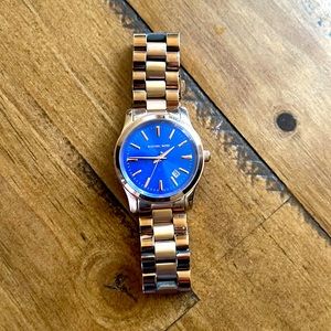 EUC Michael Kohl’s Rose Gold Watch w Royal Blue Face